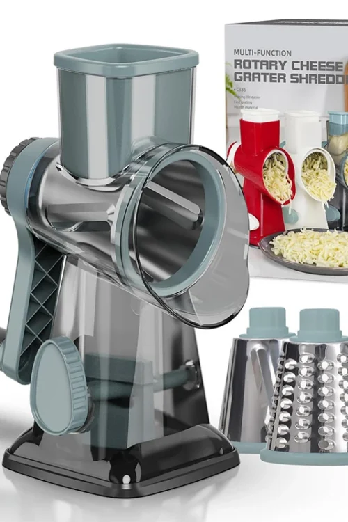 LMETJMA râpe à fromage rotative 3 en 1 trancheuse de légumes manuelle polyvalente broyeur de noix d&rsquo;arachide broyeur de légumes à fromage clair JT242
